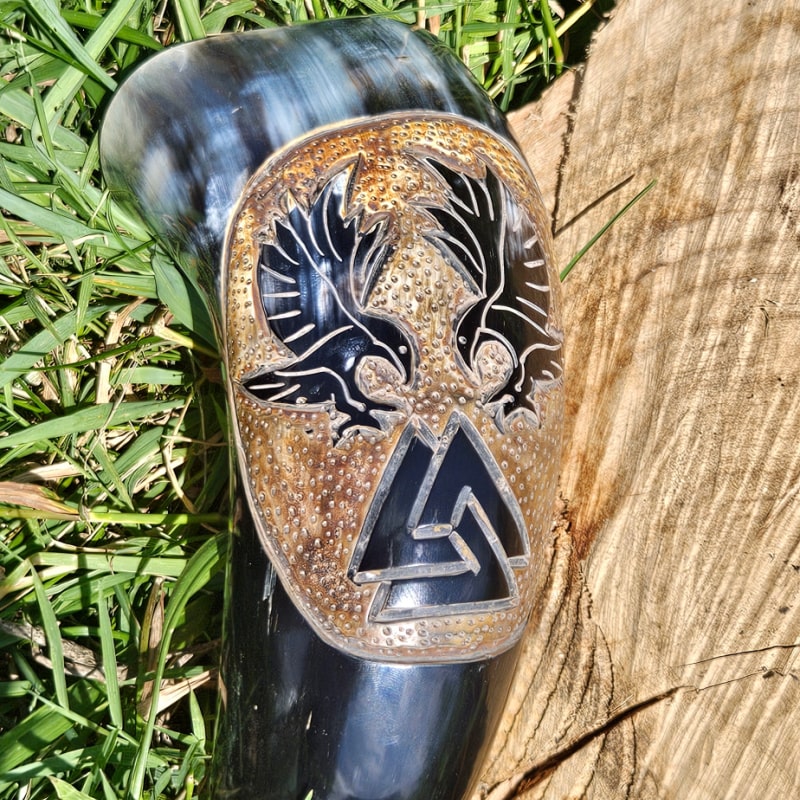 Twin Raven Drinking Horn