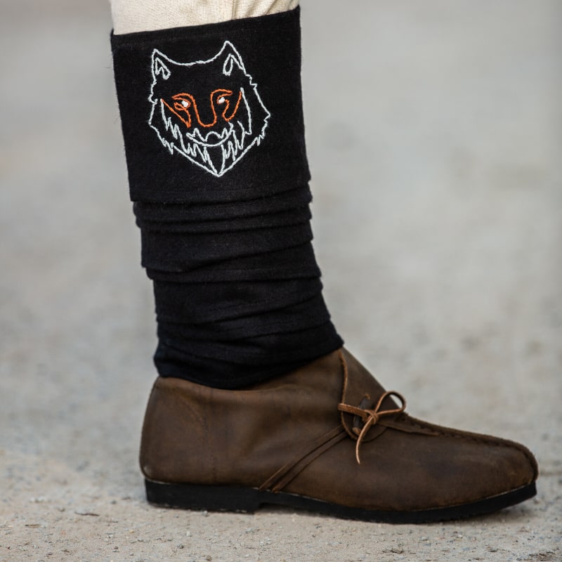 Black wool "Fenrir" Viking Leg Wraps