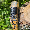 Jormungandr Scale Viking Drinking Horn – Handcrafted Ox Horn Mead Horn with Leather Holder