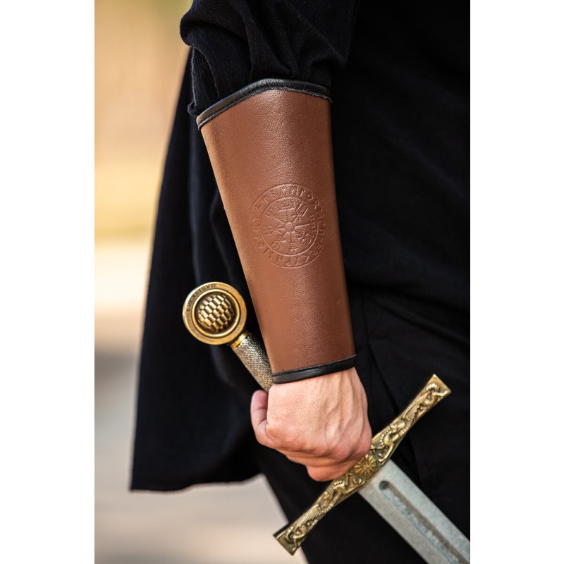 Ottar Leather Bracer with Vegvisir Embossing