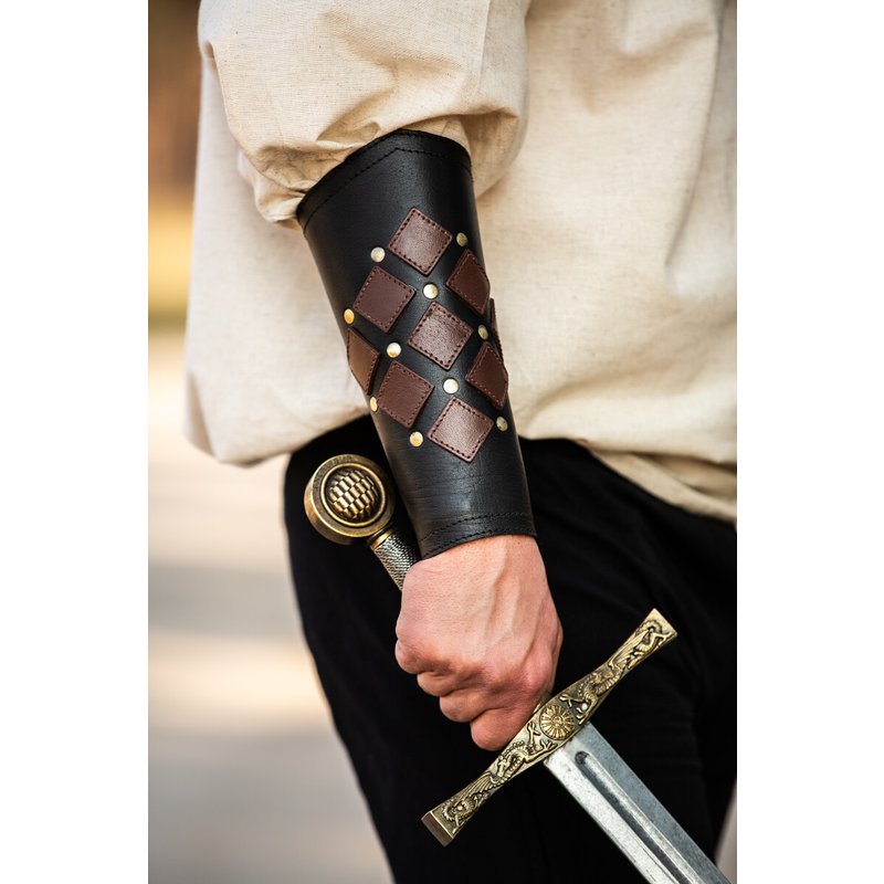 Orm Leather Bracers — 25 cm High Viking‑Style Bracers