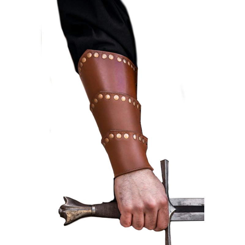 Leather Arm Brace "Arn" with Rivets — Adjustable, 24 × 26 cm