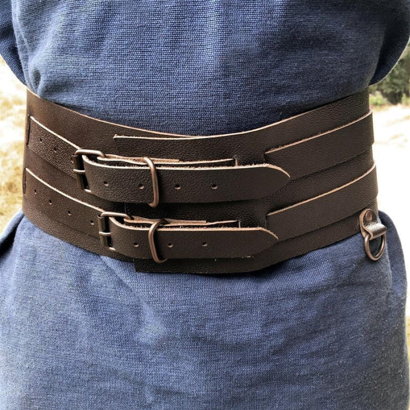 Solveig Viking Leather Belt — 11 cm Wide with Brass Buckles