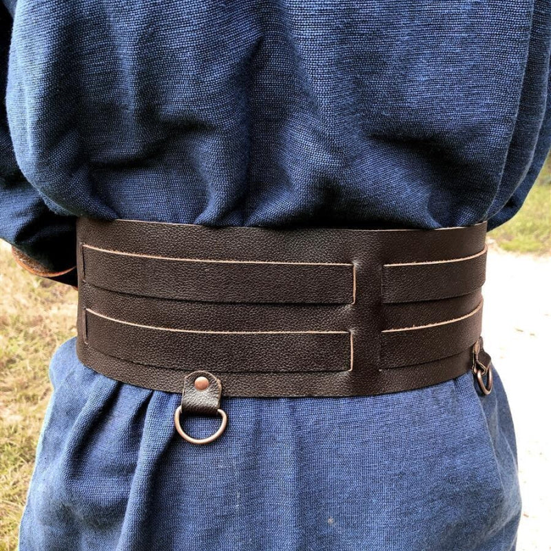 Solveig Viking Leather Belt — 11 cm Wide with Brass Buckles