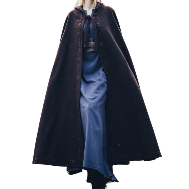 Kids Wool Cape with Hand-Sewn Embroidery and Short Hood - Product image 2