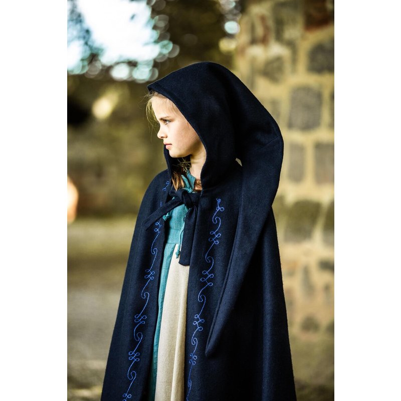 Kids Wool Cape with Hand-Sewn Embroidery and Short Hood - Product image 3