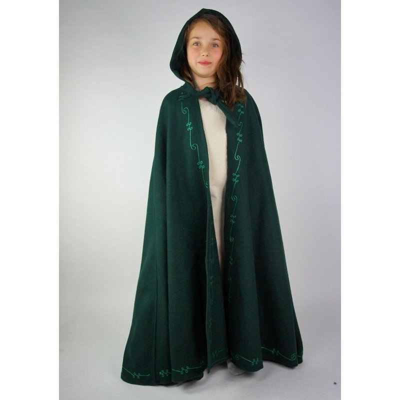 Kids Wool Cape with Hand-Sewn Embroidery and Short Hood - Product image 4
