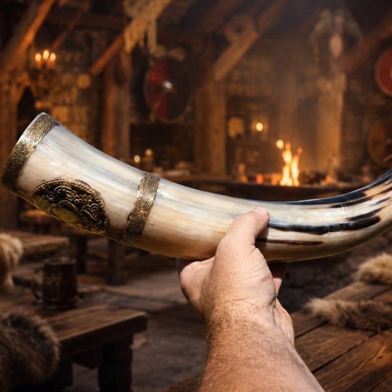 Viking War Horn with Brass Rim | Handcrafted Blow Horn