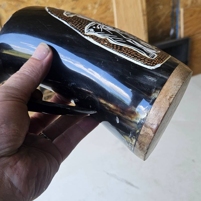 Odin Viking Drinking Horn | Hand-Carved Ox Horn Mead Mug