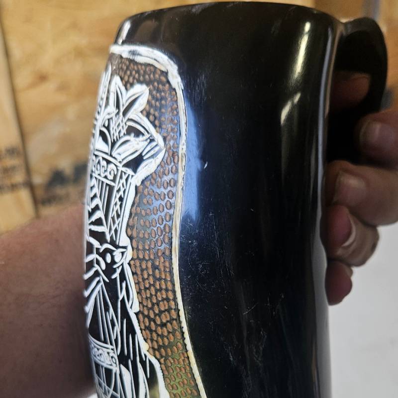 Odin Viking Drinking Horn | Hand-Carved Ox Horn Mead Mug