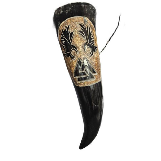 Twin Raven Drinking Horn