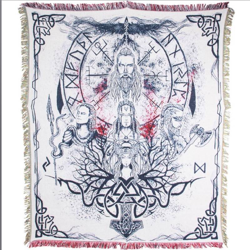 Norse Gods Woven Throw Blanket | Viking Mythology Home Décor