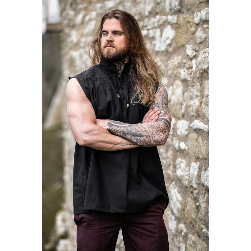 Louis Sleeveless Stand-Up Collar Lace-Up Shirt - Product image 6
