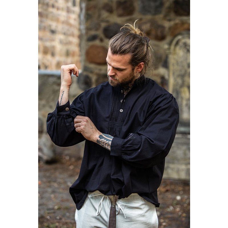Oswald Pleated Pintuck Shirt with Wooden Buttons