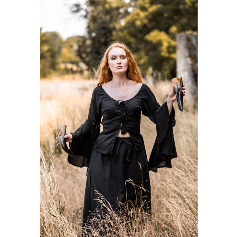 Carmen Medieval Laced Blouse with Trumpet Sleeves