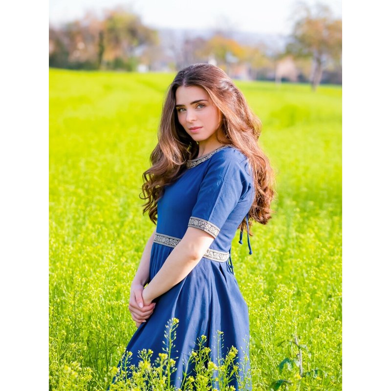 Ennlin Short-Sleeved A-Line Dress with Decorative Trim - Product image 3