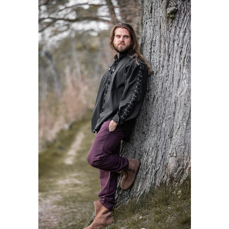 Gustavo Medieval Cotton Shirt — Laced Front & Sleeves