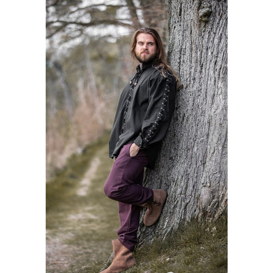Gustavo Medieval Cotton Shirt — Laced Front & Sleeves