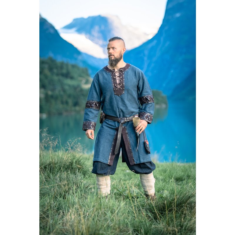 Leif Viking Tunic with Leather Appliqués
