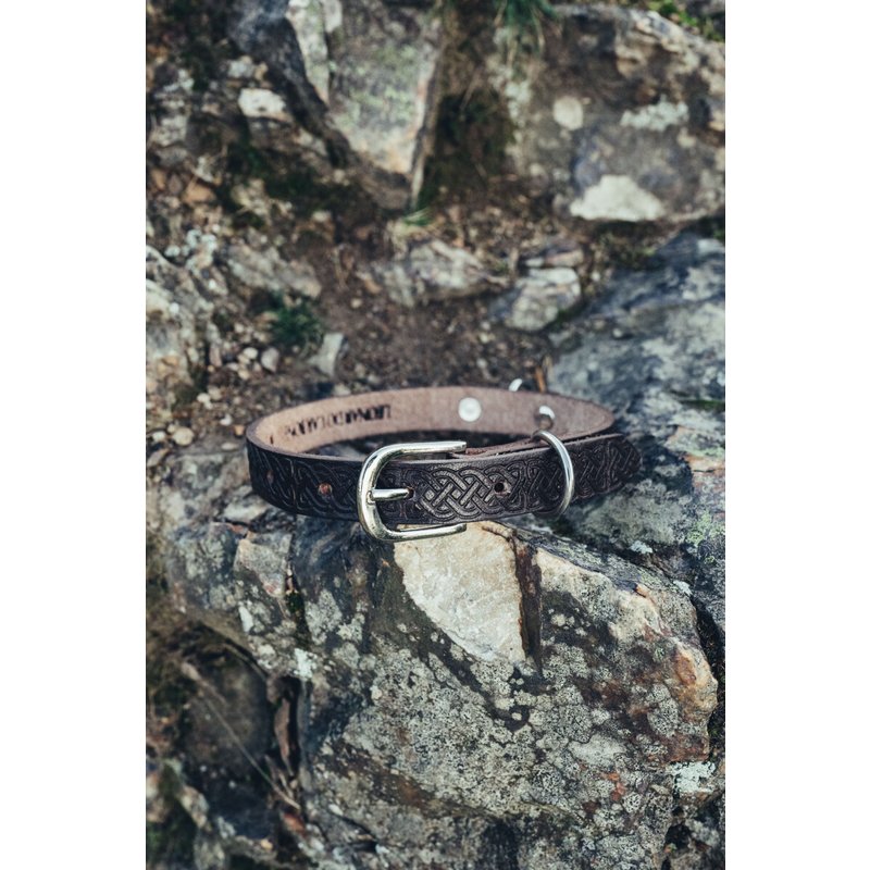 Maddox Celtic-Tooled Leather Dog Collar