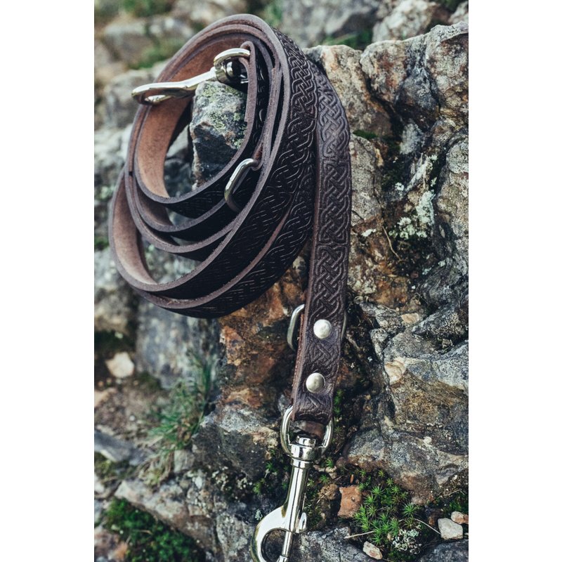 Ferris Leather Dog Leash with Celtic Tooling