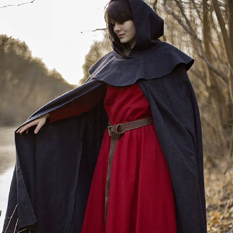 Grey Wool Cloak with Cowl