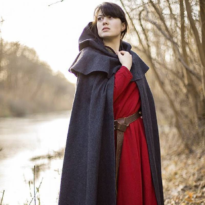 Grey Wool Cloak with Cowl