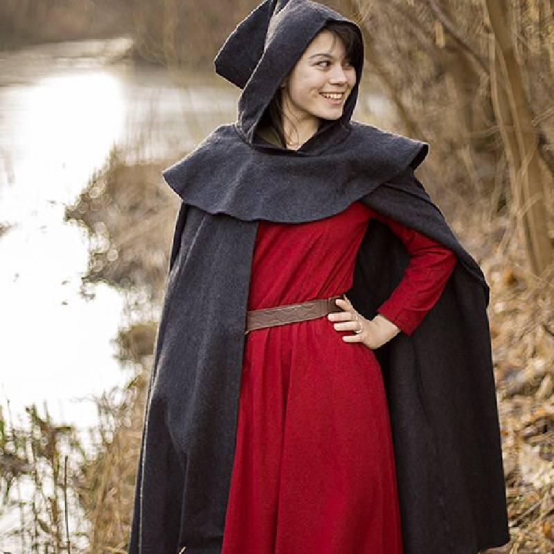 Grey Wool Cloak with Cowl