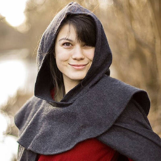 Grey Wool Cloak with Cowl