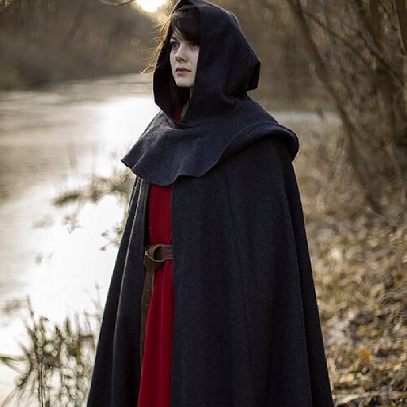 Grey Wool Cloak with Cowl