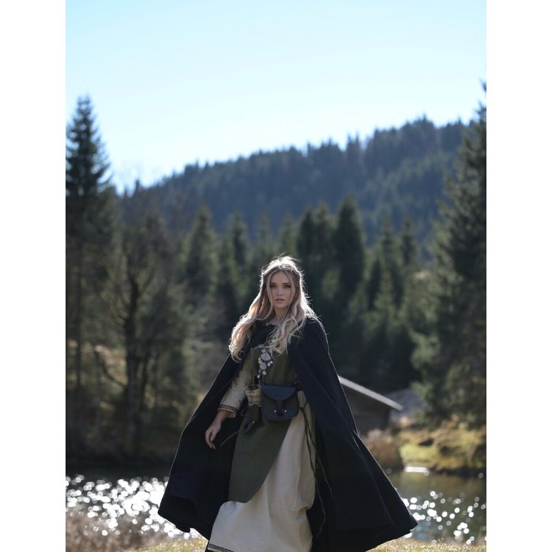 Classic Medieval Cloak Elinor — Short Hood, Front Tie