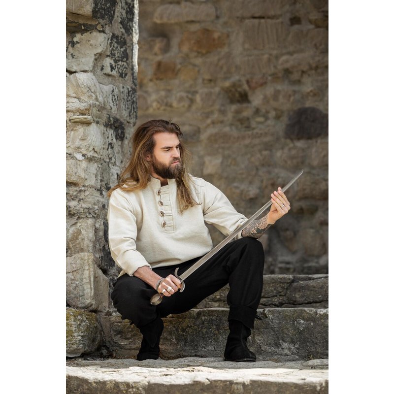 Anton Medieval Cotton Shirt — Thick Fabric with Toggle Closures