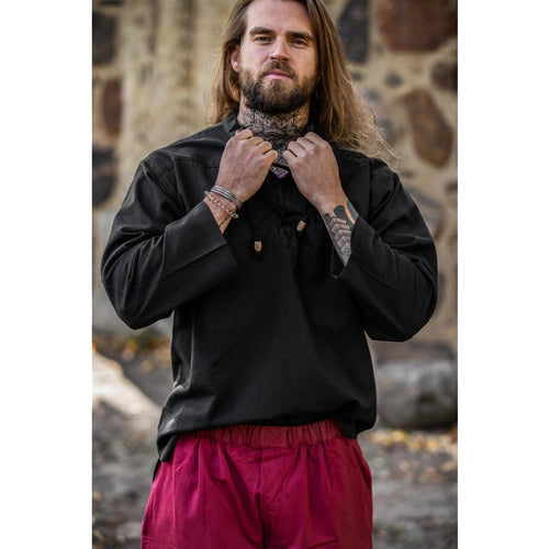 Ansbert Medieval Cotton Shirt — Stand-Up Collar