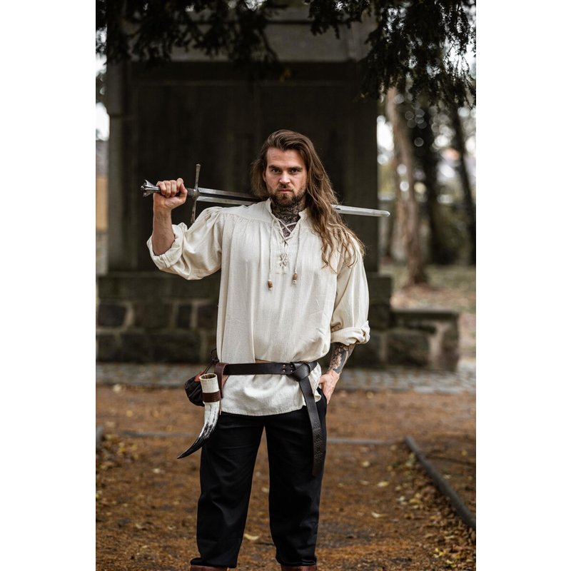 Medieval Shirt "Leopold" — Coarse Cotton, Drawstring Collar