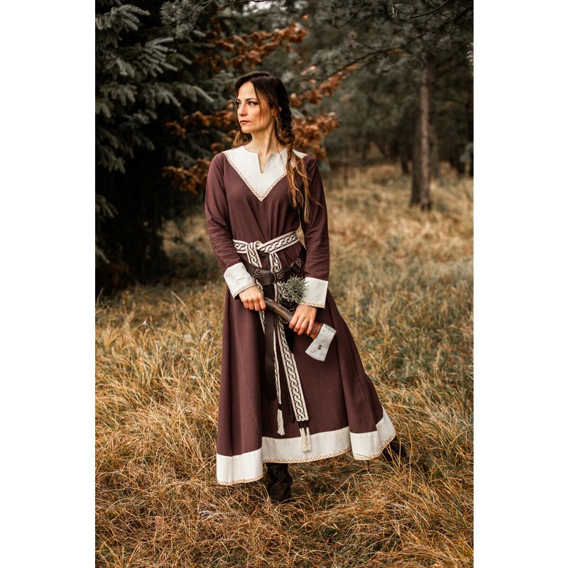 Jorunn Viking Dress — V‑Neck Cotton Medieval Dress