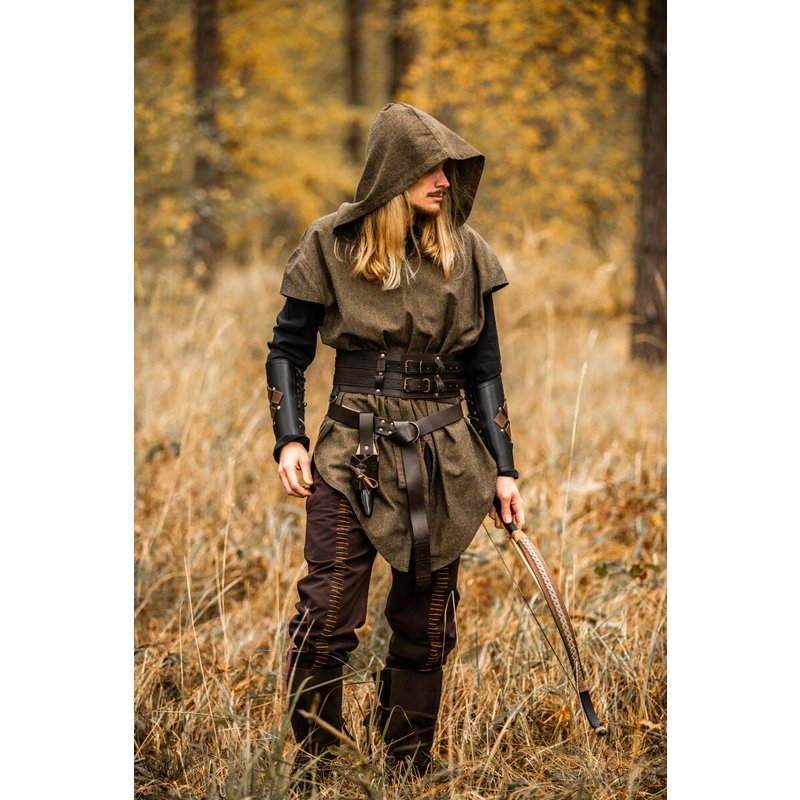 Woodsman Tunic Arais — Hooded V‑Neck Cotton Tunic