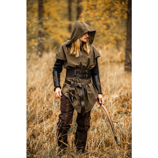 Woodsman Tunic Arais — Hooded V‑Neck Cotton Tunic