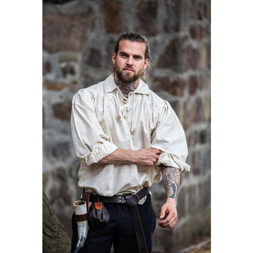 Arthur Pirate Lace-Up Shirt with Collar