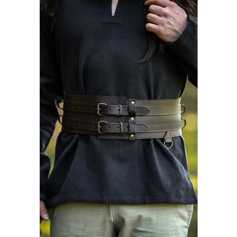 Viking Belt Sif — Hand-Tooled Leather Belt with D-Rings