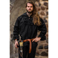 Dracula Ruffled Cotton Shirt — Henley Neck & Wooden Buttons