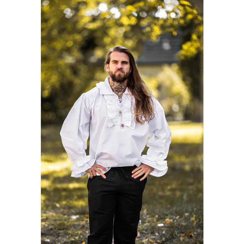 Dracula Ruffled Cotton Shirt — Henley Neck & Wooden Buttons - Product image 9