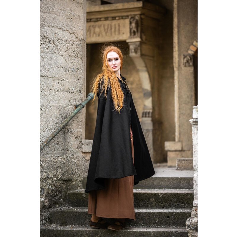 Marie Long-Button Cloak with Hood