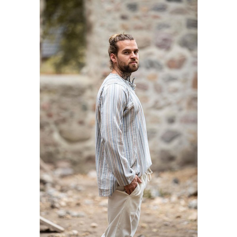 Felix Soft Peasant Shirt — Lace‑Up Collar & Hidden Pockets