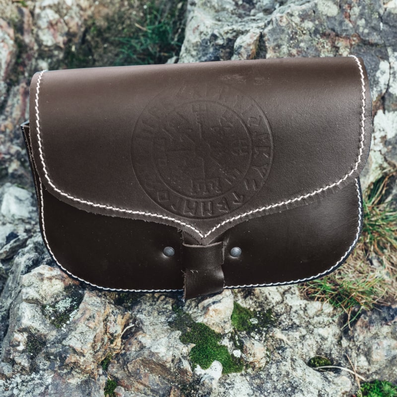 Vegvisir Leather Belt Pouch – Viking Belt Bag for Renaissance Faire & LARP