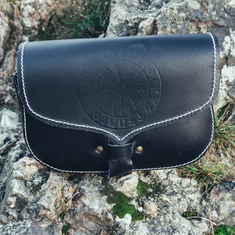 Vegvisir Leather Belt Pouch – Viking Belt Bag for Renaissance Faire & LARP