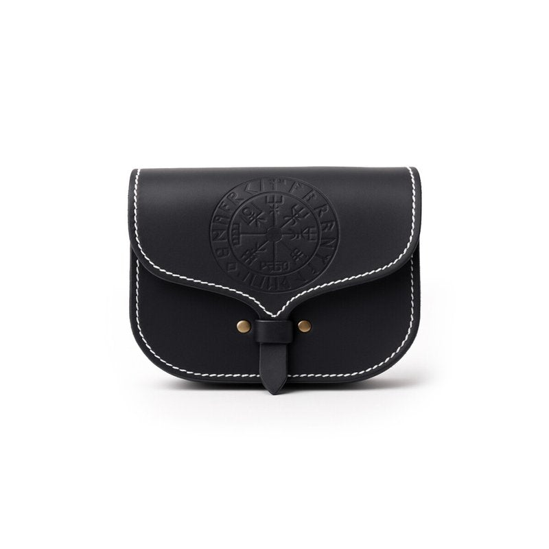 Viking leather belt bag "Folkvar" with Vegvisir