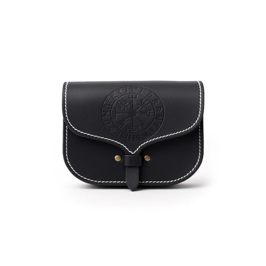 Viking leather belt bag "Folkvar" with Vegvisir