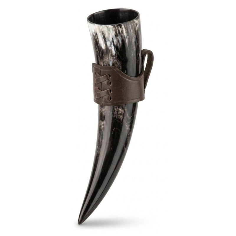 Odin & Hume Viking Drinking Horn Set with Leather Horn Holder