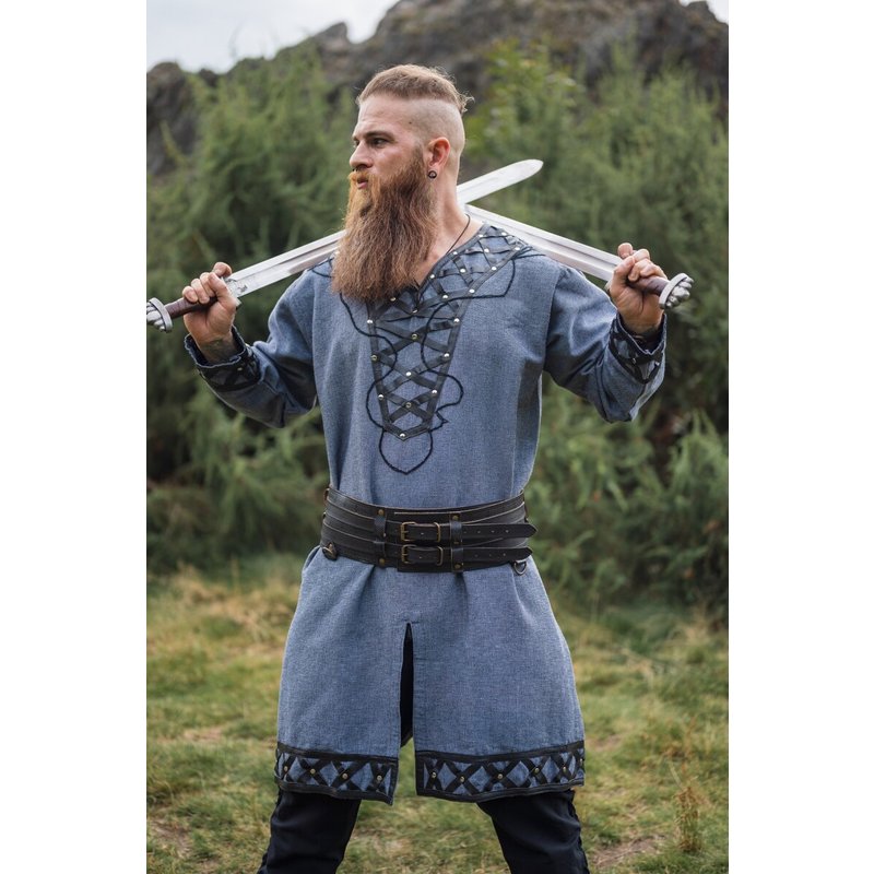 Erik Viking Tunic — Knee-Length Cotton with Leather Appliqués - Product image 2