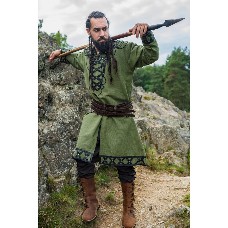 Erik Viking Tunic — Knee-Length Cotton with Leather Appliqués - Product image 3